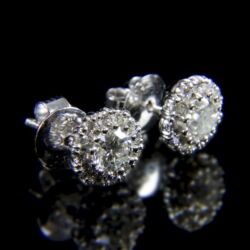 Kép 1/3 - Fehérarany fülbevaló pár briliáns csiszolású gyémánt kövekkel