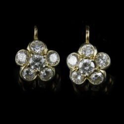 Picture 1/3 -Rosetta pair of golden earrings with diamonds