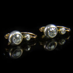 Kép 1/3 - Bouton fülbevaló pár régi csiszolású gyémánt kövekkel