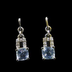 Picture 1/2 -Pair of earrings with topaz and diamonds