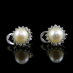 Picture 2/3 -White gold ear clips with pearls and zirconia