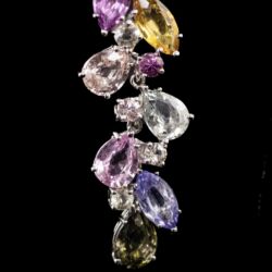 Picture 4/7 -Suarez pair of gold earrings with colorful sapphires