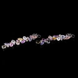 Picture 6/7 -Suarez pair of gold earrings with colorful sapphires