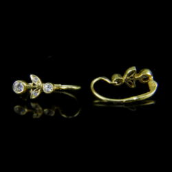 Kép 3/3 - Virágos arany fülbevaló pár cirkónia kövekkel