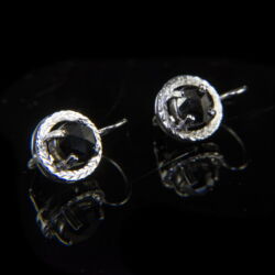 Picture 1/4 -A pair of gold earrings with a leverback closure and black diamonds