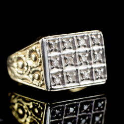 Kép 1/6 - Férfi arany pecsétgyűrű gyémántkövekkel