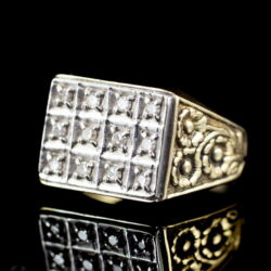 Kép 3/6 - Férfi arany pecsétgyűrű gyémántkövekkel
