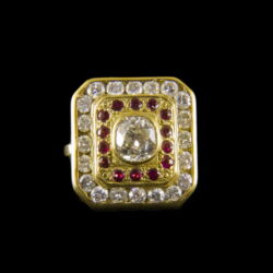 Kép 2/2 - Gyémánt és rubin köves arany gyűrű