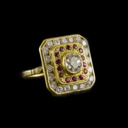 Kép 1/2 - Gyémánt és rubin köves arany gyűrű