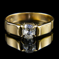 Kép 2/5 - Szoliter gyűrű régi csiszolású gyémánt kővel (0.45ct)