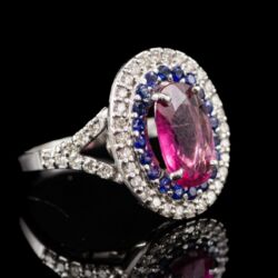 Picture 1/5 -Gyűrű turmalinnal és zafírokkal