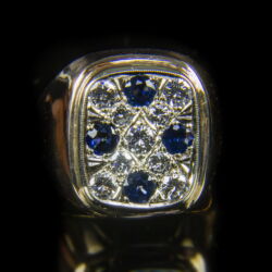 Picture 2/2 -Men's seal ring with sapphires and diamonds