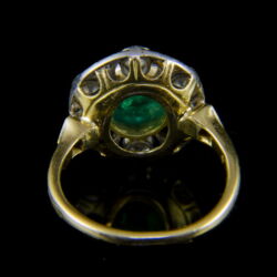 Picture 5/5 -Yellow gold ring with cabochon emerald and diamonds