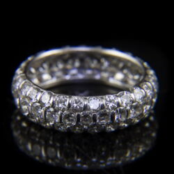 Kép 1/2 - Fehérarany gyűrű három sorban gyémántokkal
