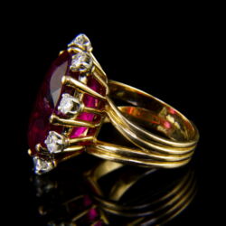 Kép 4/5 - Gyűrű rubellit kővel és gyémántokkal