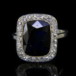 Kép 2/5 - Art deco koktél gyűrű zafírral és gyémántokkal