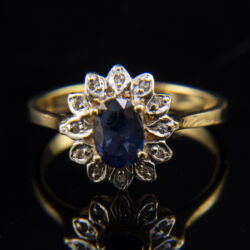Kép 2/5 - Rozetta fazonú zafír gyémánt köves női gyűrű