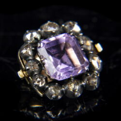 Kép 1/3 - Antik gyémánt bross ametiszttel