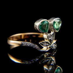 Kép 1/5 - Szecessziós fazonú smaragd köves női gyűrű