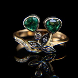 Kép 2/5 - Szecessziós fazonú smaragd köves női gyűrű