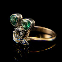 Kép 3/5 - Szecessziós fazonú smaragd köves női gyűrű