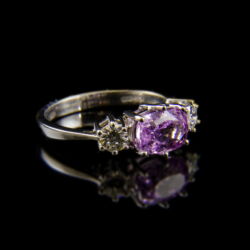 Picture 1/2 -Alliance-style ring with diamonds and kunzite