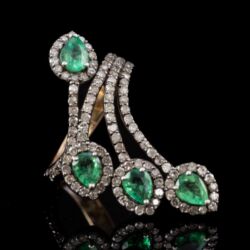 Picture 2/4 -Női gyűrű csepp forma smaragd kövekkel