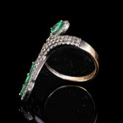 Picture 3/4 -Női gyűrű csepp forma smaragd kövekkel
