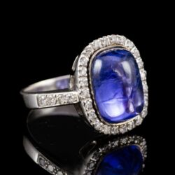 Picture 1/5 -Női gyűrű kabochon csiszolású tanzanittal