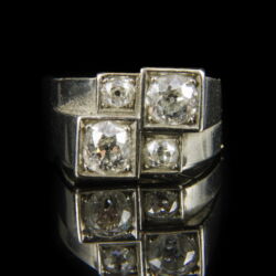 Kép 2/2 - Art deco palládium gyűrű gyémánt kövekkel