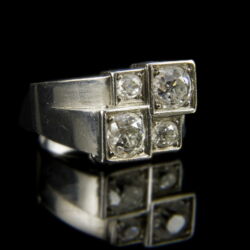 Kép 1/2 - Art deco palládium gyűrű gyémánt kövekkel