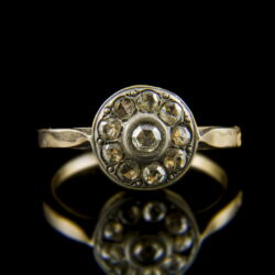 Kép 2/2 - Rozetta fazonú arany gyűrű hollandirózsa csiszolású gyémántokkal