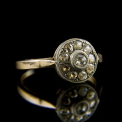 Kép 1/2 - Rozetta fazonú arany gyűrű hollandirózsa csiszolású gyémántokkal