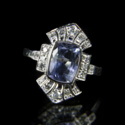 Kép 1/2 - Fehérarany gyűrű akvamarinnal és gyémánt kövekkel