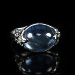 Picture 2/2 -White gold ring with a cabochon-cut sapphire