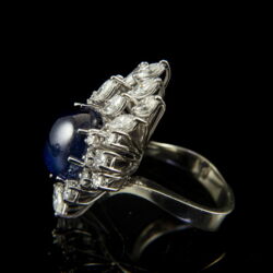 Picture 4/5 -White gold ring with star sapphire and diamonds