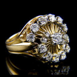 Kép 1/5 - Francia gyémánt köves sárgaarany női gyűrű