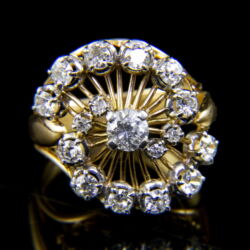 Kép 2/5 - Francia gyémánt köves sárgaarany női gyűrű