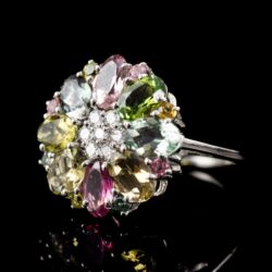 Picture 3/5 -Platinum ring with tourmalines and diamonds