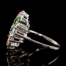 Picture 4/5 -Platinum ring with tourmalines and diamonds