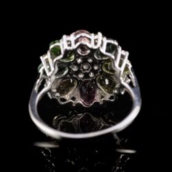 Picture 5/5 -Platinum ring with tourmalines and diamonds