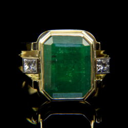 Kép 2/5 - Smaragd és gyémánt köves férfi arany gyűrű
