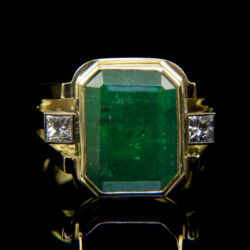 Picture 2/5 -Gold ring for men with emerald and diamonds