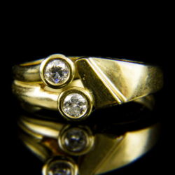 Kép 2/2 - 14 karátos kétköves sárgaarany gyűrű gyémántokkal