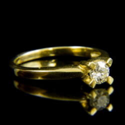 Kép 1/2 - 14 karátos sárgaarany eljegyzési gyűrű briliáns csiszolású gyémánt kővel (0.43 ct)