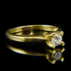 Kép 1/2 - 14 karátos sárgaarany szoliter gyűrű briliáns csiszolású gyémánt kővel (0.41 ct)