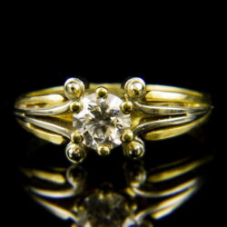 Kép 2/2 - 14 karátos sárgaarany szoliter gyűrű briliáns csiszolású gyémánt kővel (0.65 ct)