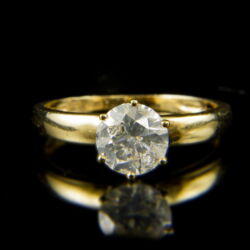 Kép 2/2 - 14 karátos sárgaarany szoliter gyűrű briliáns csiszolású gyémánt kővel (1.22 ct)