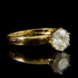 Kép 1/2 - 14 karátos sárgaarany szoliter gyűrű briliáns csiszolású gyémánt kővel (1.22 ct)