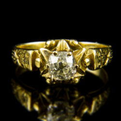 Kép 2/2 - 18 karátos szoliter gyűrű régi csiszolású gyémánt kővel (0.54 ct)